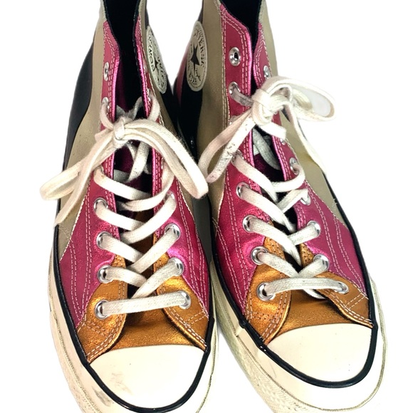 Converse Metallic Pink Gold Rainbow Chuck Taylor 70 Hi Top Sneakers Sz 10 - Picture 2 of 7